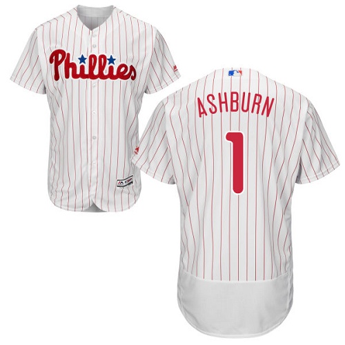 Phillies #1 Richie Ashburn White(Red Strip) Flexbase Authentic Collection Stitched MLB Jersey